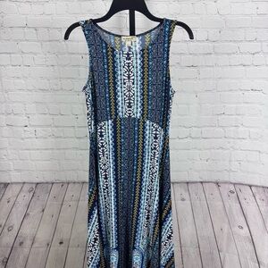 One World Bohemian Print Tank Maxi Length Dress Size Petite Medium